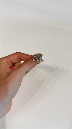 Can you believe this whole moment is actually just a simple solitaire?! We dressed it up with 2 hugging bands and 2 open bands to create this look ✨ 💎💎💎💎💎 - Shown (from top to bottom): The 2 Carat Milly Ring (two-tone white/yellow), The Monte Band (white), The 2mm Nora Band (yellow) and The Athena Band (white) - $99 each or save on stackable bands with our daily value deal. Get any 3 for $150 (a $297 value), 4 for $199 (a $396 value) or 5 for $250 (a $495 value) free shipping in the US | Ev