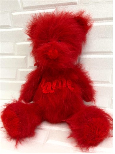A Personalized, Fluffy Red Knitted Teddy Bear—a Gift for a Friend or Loved One - Etsy