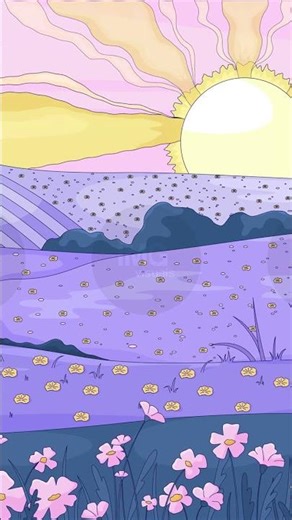 Lavender sunrise bloom field lofi vertical animation background
