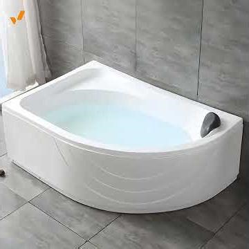 Modern White Corner Bath Acrylic Center-Back Soaking Bathtub - 47"L x 35"W x 22"H Tub Bathtubs