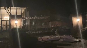 The D’Monaco resort at the Long Creek Bridge on Highway 86 was heavily damaged Friday night. There was debris on the highway, and it looked like part or all the top was missing. No injuries have been reported. | Stormdar Weather