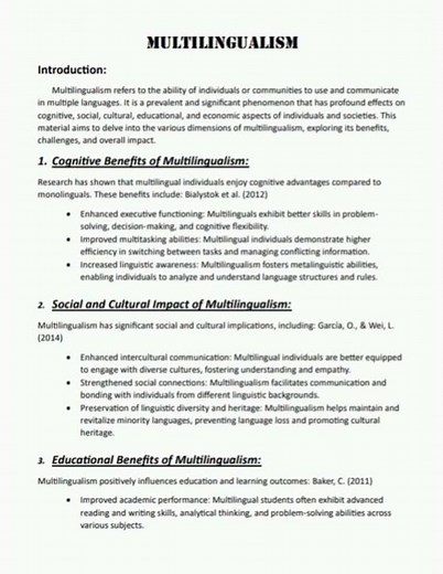 Benefits of multilingualism