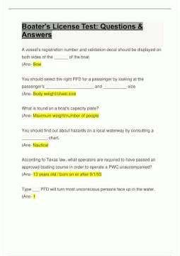 Boaters License Test Questions Answers Updated A Score Guide latest