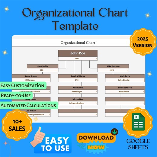 Organizational Chart Template for Google Sheets, Digital Download, Customizable Business Hierarchy & Team Management Tool - Etsy