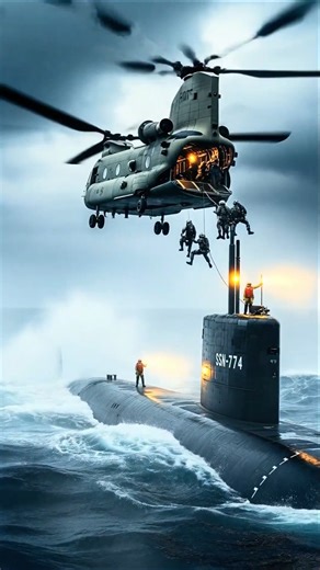63K views · 748 reactions | Soldiers Being Transferred From Helicopter To Submarine | World All Defense Power | Facebook