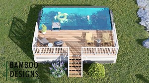 Lake Heron 10x24 Rectangle Pool Deck Plan – Elevated Above-ground Pool Deck With Railings & Staircase | DIY PDF - Etsy
