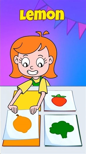 Let's help Emma! 🍊🍋 Match fruits and veggies with the correct color 🍆🍓 Color challenge #forkids