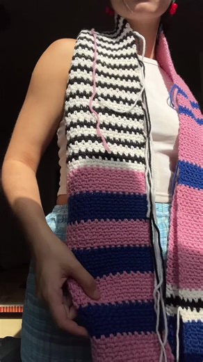 Giant Stripe Scarf in Progress: 100% Wool Creation