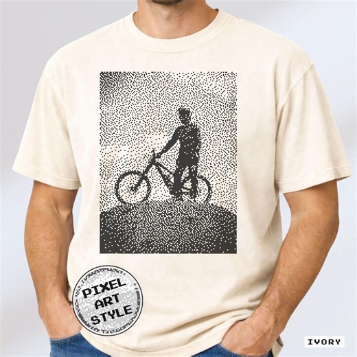 Retro Pixel Art Mountain Bike T-shirt, Comfort Colors® Cycling Tee, MTB Shirt, 1bitwear - Etsy