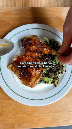 Mob - Weekly cooking app on Instagram: "Comment 🐓 for no reason other than vibes This is an absolute beauty - ‘Honey & Mustard Roasted Chicken Legs’ on Mob The honey and mustard glaze is BANGING, it enhances the crispy skin of the roasted chicken legs. Since making this can also testify to roasty grapes alongside the chicken—you won’t regret. From the mind of @dinnerbyben"