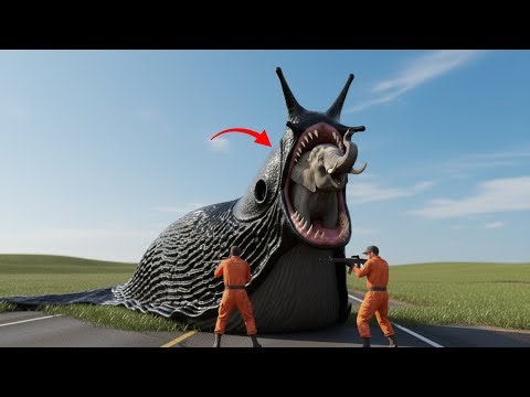 Heroic Rescue Team Saves Elephant From Giant Black Slug Attack