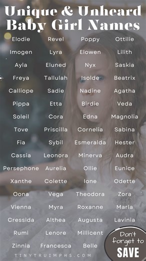 Unheard & Unique Girl Names #girlnames #unique #pregnant #parentstobe #rare #expecting #fypchallenge #babynam | Baby Names Tinytruimphs