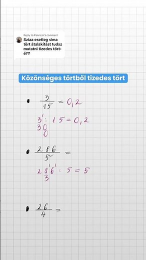 Törtek - Közönséges törtből tizedes tört