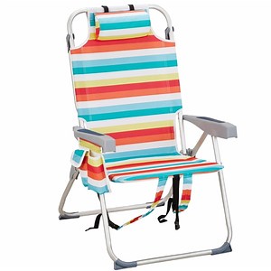 Beach Chairs with 5-Position Recline, 330lbs Folding Backpack Beach Lounge Chairs with Storage Pockets, Cup Holder & Towel Bar, Portable Aluminum Lay Flat Camping Chairs for Travel, Pool & Outdoor
