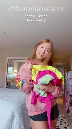 LULULEMON neon gym workout outfits try on haul 😳 LULULEMON HAUL oc: @laurenloveless