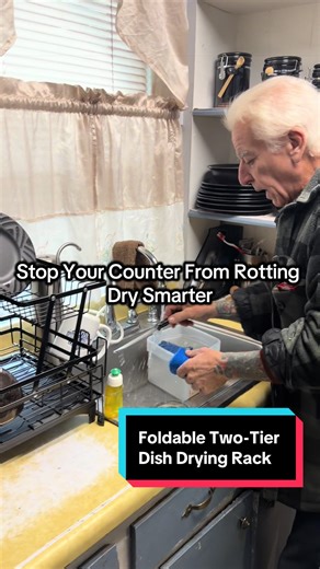 Foldable Two-Tier Dish Drying Rack for Space-Saving