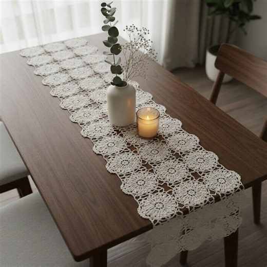 Crochet Pineapple Table Runner Pattern, Vintage Lace Doily, Advanced Beginner PDF