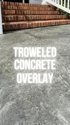 💥🔫 Troweled concrete overlay in Charlottesville, VA. #concrete #decorativeconcrete #satisfying #construction #resurfacing #overlay | Tim DCVA