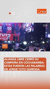 👉 Lee la noticia completa : https://r-1.tv/c3df9a #UnoDecide I Jorge Tuto Quiroga, candidato de Alianza Libre, encabezó un acto en la zona sur de Cochabamba, específicamente en La Tamborada, junto a su compañero de fórmula, Velasco. ▶️ Más información en www.reduno.com.bo #RedUno #RedUnoDigital #Bolivia #Notivision | Red Uno de Bolivia