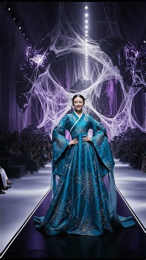 🌌 Celestial Cyan: Classical Hanfu-Inspired Haute Couture Look! #shorts #spiderdemons #fashion