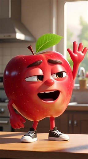 Determined Apple Speaks! 🍎 | Pixar-Style Talking Food Animation