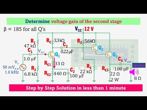 Class A Amplifier Voltage Gain | Full 2nd Stage Calculation for Engineering Students