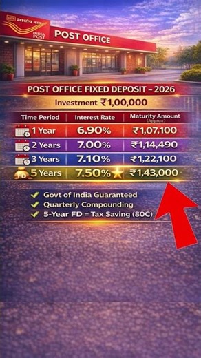 Post Office FD Interest Rates 2026 #postofficefd #postofficeschemes #postoffice