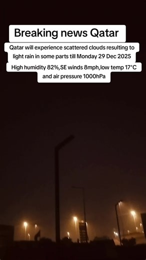 scattered clouds resulting to light rain in some parts,low temp 17°C#foryoupage #weather #foryou #qatar #fyppppppppppppppppppppppp
