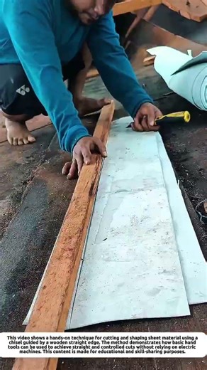 Manual Sheet Cutting with a Chisel and Wood Guide | Simple Precision Craft Method.