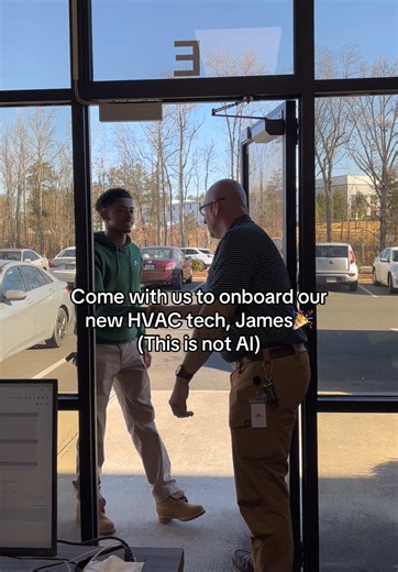 Come with us to onboard our new HVAC tech, James!🙌 This is our onboarding tradition🎊 #charlottejobs #onboarding #fyp #hvac #charlottehvac