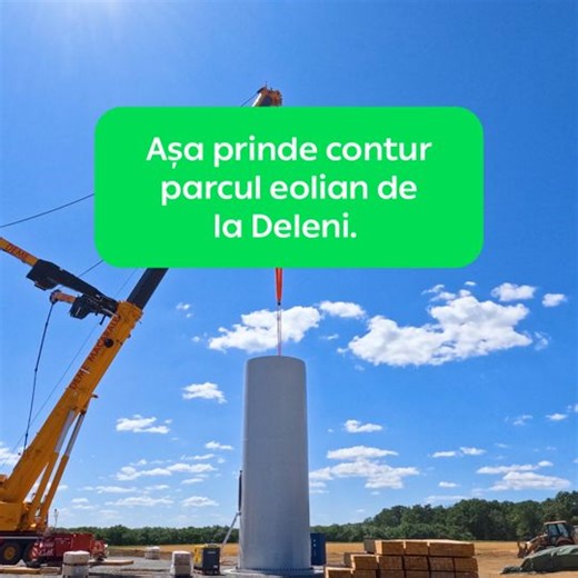 La Deleni, acolo unde construim cel mai mare eolian din Moldova, am început să ridicăm turnurile. Fiecare turbină este formată din cinci secțiuni uriașe, care ajung la zeci de metri înălțime. Deasupra turnului vin apoi drive train-ul, nacela și palele, ridicându-le suficient de sus încât să capteze energia vântului. #PPCRomania #EnergiePentruOrice #PPCRenewablesRomania | PPC Romania