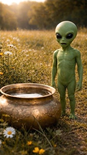 The Alien Turned Into A Cat After Drinking Water.