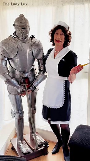 The Lady Lux on Instagram: "Maid Dominique dusting Harry Harnas! She is such a proper and happy maid! #maid #instamaid #frenchmaid #maiduniform #crossdressing #crossdress #crossdresser #genderexpression #roleplay #maidtraining #maidtrainer #dutch #rotterdam #theladylux"