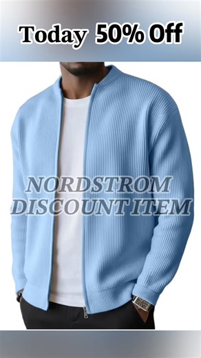 𝐍𝐎𝐑𝐃𝐒𝐓𝐑𝐎𝐌 𝐑𝐀𝐂𝐊 𝐒𝐀𝐋𝐄 💥 𝐓𝐨𝐝𝐚𝐲 𝟓𝟎% 𝐎𝐅𝐅 Men's Simple Casual Ribbed Stand Collar Zipper Long Sleeved Jacket | Nstore