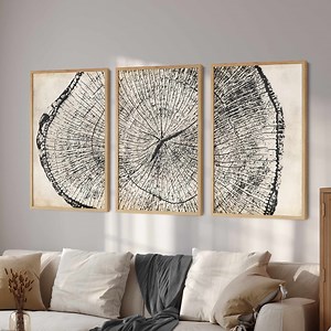 Large Wall Art, Beige Tree Ring Art Nature Prints Set of 3, Printable Wall Art Neutral Wall Art, Tree Ring Wall Art, 3 Piece Wall Art - Etsy
