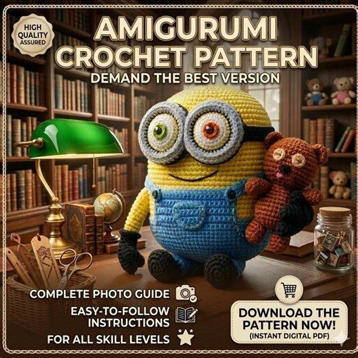 Crochet Minion Bob Amigurumi Pattern PDF | Cute DIY Toy | Beginner Friendly Crochet Pattern | Instant Download Gift Idea
