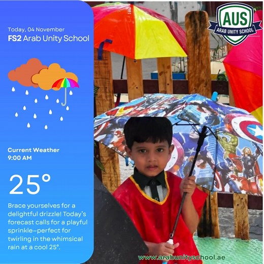 #arabunityschool #rainydays☔ #drizzlingrain #learningisfun #studentsactivities #knowtheweather #FS2 #bringumbrella | Arab Unity School
