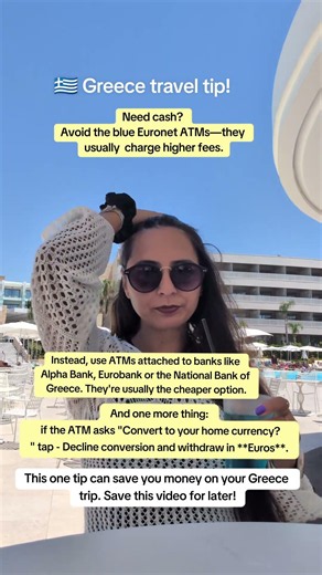 Greece Travel Tip 🇬🇷 Need cash? Avoid the blue Euronet ATMs