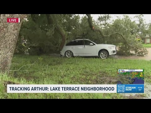 Tracking Arthur | Tree falls on car in Lake Terrace neighborhood