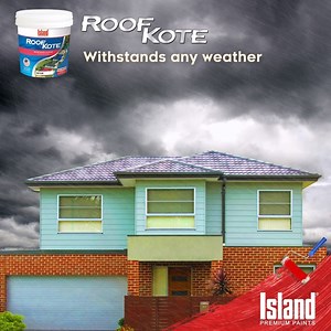 Rain or shine, there’s a paint to protect your roof from harsh weather conditions: Roofkote. It gives your roof extra protection against substrates that may lead to expensive damage. Whatever the weather, Roofkote withstands. | Island Premium Paints