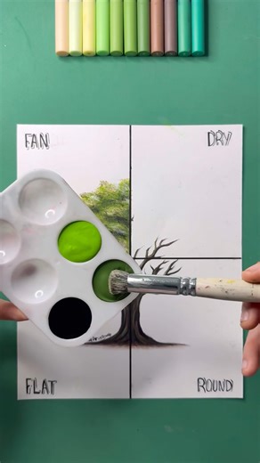 Painting a Realistic Tree with 4 Different Brushes! ✨🤩