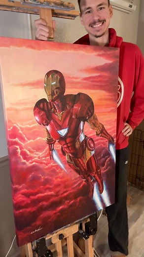 So excited to finally share the finished painting!! 😄 this piece will be on display near the front of the Marvelocity exhibit featuring one of the greatest super hero painters of all time, Alex Ross! It is such an honor to have my art on display in the same exhibit as one of my biggest heros 😄 the exhibition will be at the Muzeo Museum in Anaheim California mid May-Mid August. I hope you guys like it!! #ironman #art #marvel #superheros #painting #oilpainting #alexross #3dart #blender #marvelar