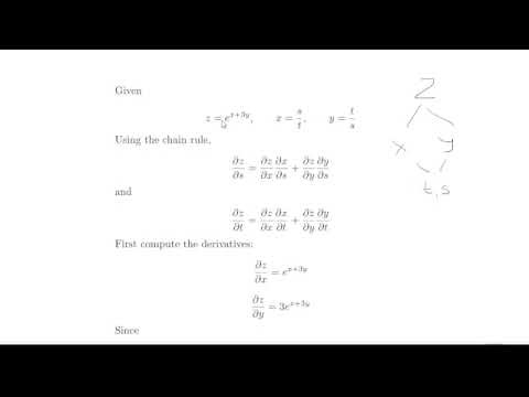 Find Partial Derivatives Using the Chain Rule | z=e^(x+3y), x=s/t​, y=t/s