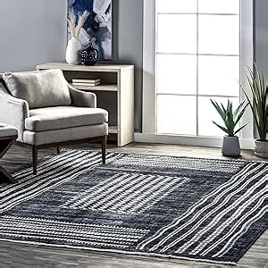 nuLOOM Fringed Performance Fatimah Grey/Ivory, 5' x 8', Abstract, Soft and Cozy, High Traffic, Stain Resistant, Easy Clean, Durable Area Rug for Bedroom, Living Room, Dining, Den, Foyer, Entryway