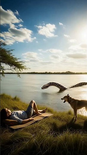 Brave Dog Saves Sleeping Woman from Giant Python Near the River"