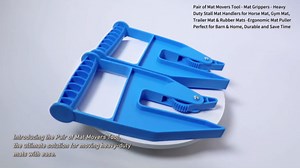 Heavy Duty Stall Mat Grippers, Pair of 2 Mat Movers Tool for Horse Stalls, Gym, Barn, Trailer - Effortless Rubber Mat Lifter to Save Your Back & Hands