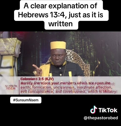 Pastor Obed Obeng-Addae (@thepastorobed) - Understanding Hebrews 13:4 on Marriage and Purity