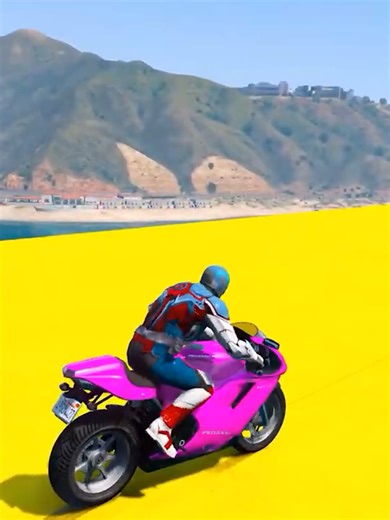 Spider Man Motorcycle Stunt on Spiral Bridge