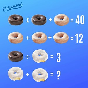 118K views · 51 reactions | This delicious equation proves donuts can be good for your brain.  See if you can solve this problem, and share your answer in the comments! | Entenmann's | Facebook
