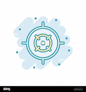 Shooting target vector icon in comic style. Aim sniper symbol cartoon illustration on white background. Target aim business concept splash effect Stock Vector Image & Art - Alamy